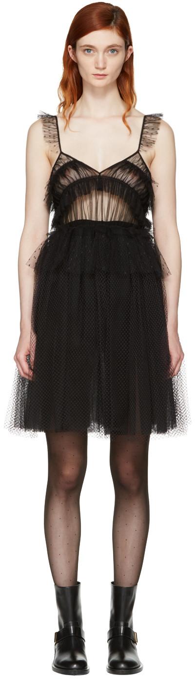 roxanne flocked ruffled tulle mini dress