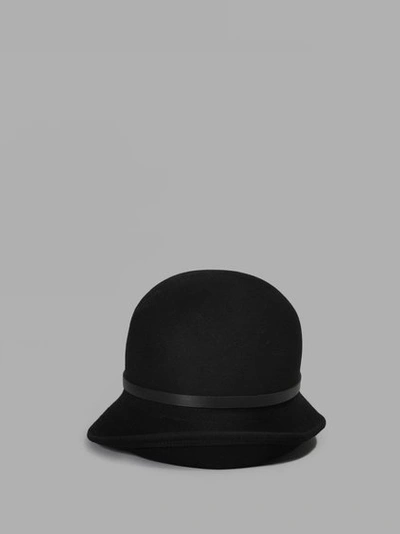 Isabel Benenato Upturned Brim Cloche Hat In Black