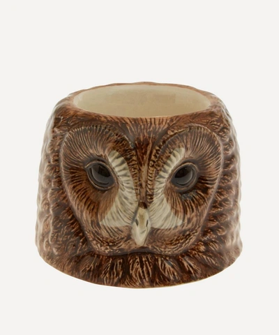 Quail Tawny Owl Face Egg Cup In Brown