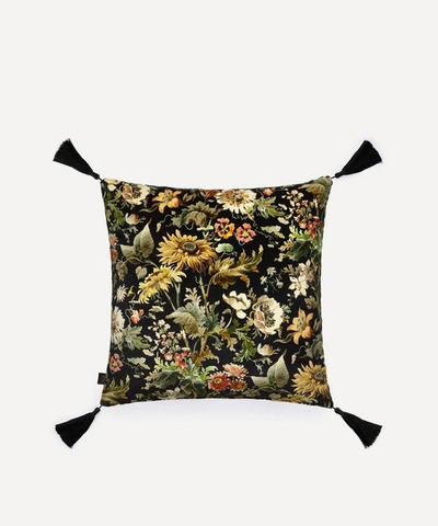 House Of Hackney Large Tasselled Avalon Velvet Cushion In Black