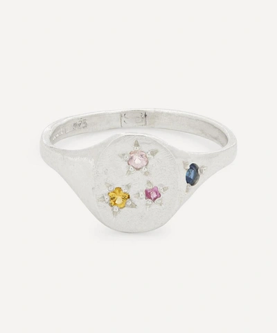 Seb Brown Silver Tiny Neapolitan Multi-stone Signet Ring