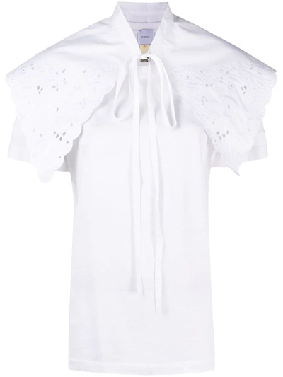 Patou Embroidered Oversized Collar Shirt In White
