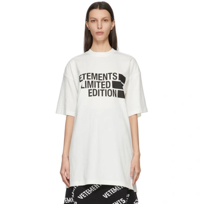 Vetements Limited Edition Logo Oversized Cotton T-shirt In White