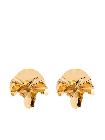 Sterling King Hammered-effect Statement Earrings In Gold