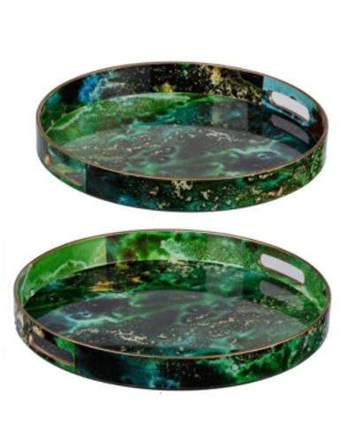 Ab Home Organic Elements Modern Chic Trays, Set Of 2 In Green