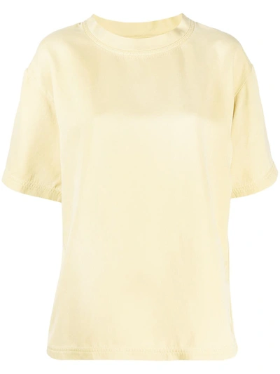 Bottega Veneta Half-sleeve Silk T-shirt In Yellow