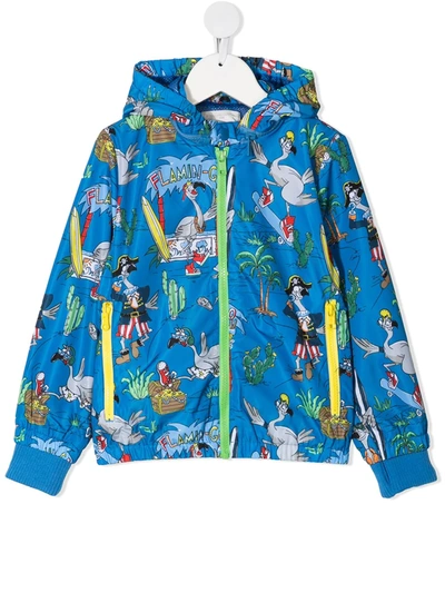 Stella Mccartney Teen Pirate-print Hooded Jacket In Blue