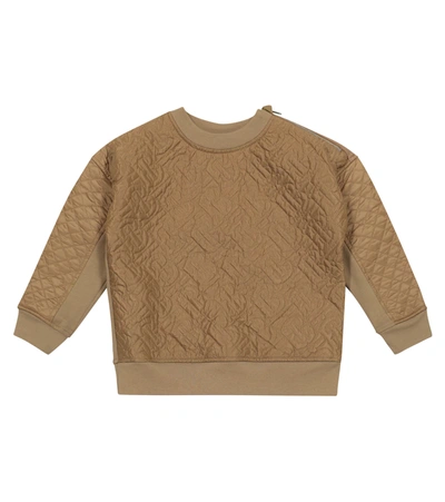 Burberry Kids' Monogram Quilted Cotton Sweatshirt In Gold