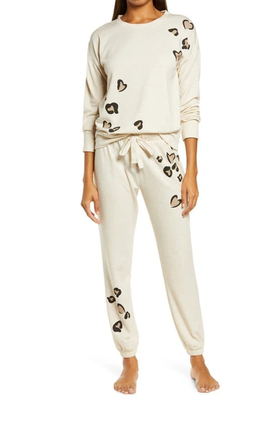 Emerson Road Heart Pajamas In Crystal Gray Space Dye