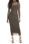 Afrm Shailene Sheer Long Sleeve Dress In Vintage Leopard