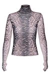 Afrm Zadie Semi Sheer Turtleneck In Placement Ombre Animal