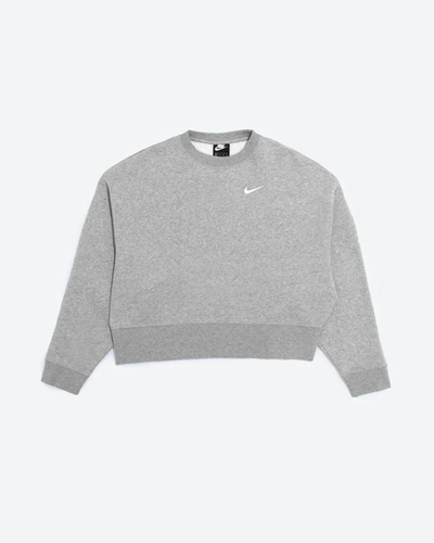 Nike Trend Fleece Cropped Crew Neck Sweatshirt In Gray Heather-grey