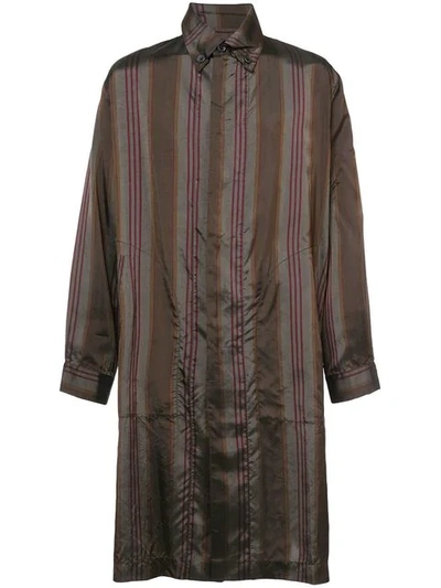 Uma Wang Metallic Striped Shirt-style Coat In Brown