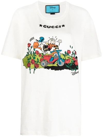 Gucci Off-white Disney Edition Garden Roses Donald Duck T-shirt