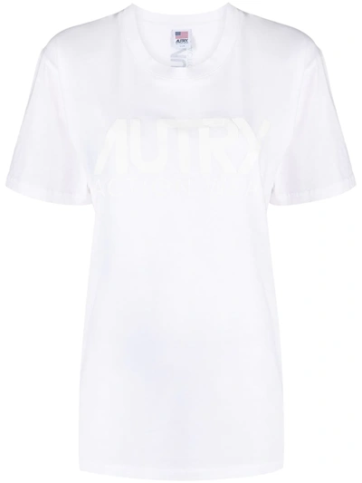 Autry Double Logo Print T-shirt In White