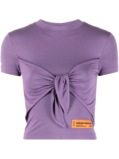 Heron Preston Baby Tee Knotted Viscose Jersey T-shirt In Purple