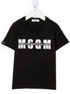 Msgm Kids' Logo Print Cotton T-shirt In Black