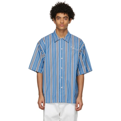 Marni Striped Cotton Short-sleeved Shirt In Stb44 Cblt
