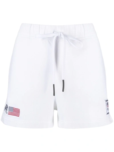 Autry Embroidered Logo Drawstring Waist Shorts In White