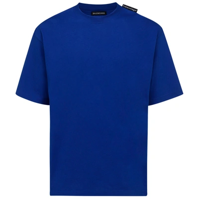 Balenciaga Men's Short Sleeve T-shirt Crew Neckline Jumper In Blue