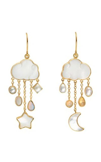 Grainne Morton Gold-plated Cloud And Rain Asymmetric Multi-stone Chain Drop Earrings