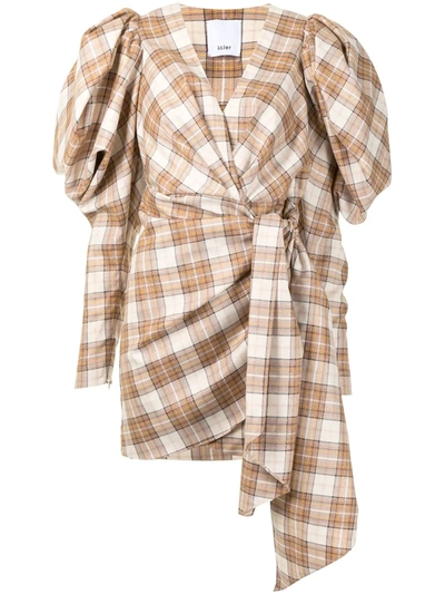 Acler Maradale Puffed Sleeve Wrap Dress In Brown