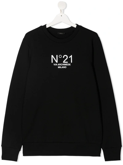 N°21 Contrasting Logo Print Sweatshirt In Black