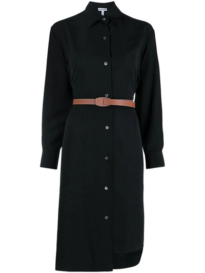 Loewe Anagram Jacquard Silk Shirt Dress In Black