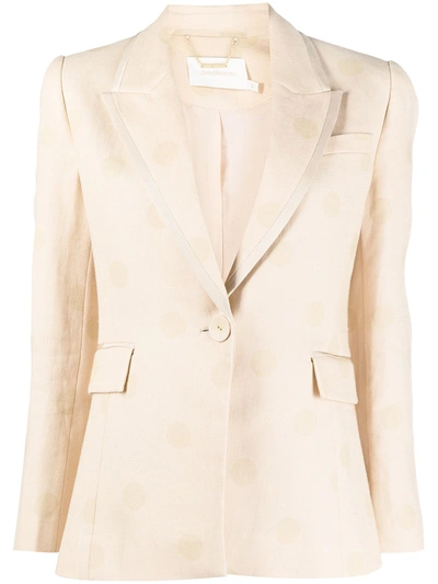 Zimmermann Ladybeetle Double-breasted Gathered Cotton-twill Blazer In Pink