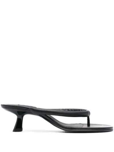 Simon Miller Black Vegan Leather Beep Thong Sandals In 90303