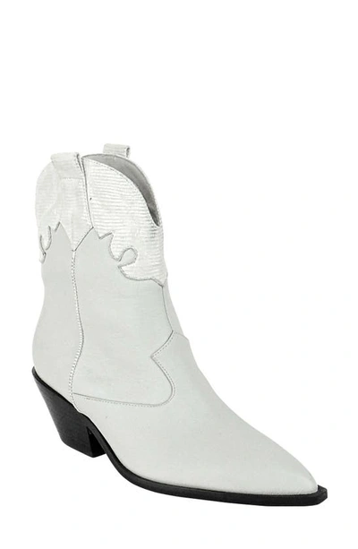 Caverley Delfi Mixed Leather Western Booties In White