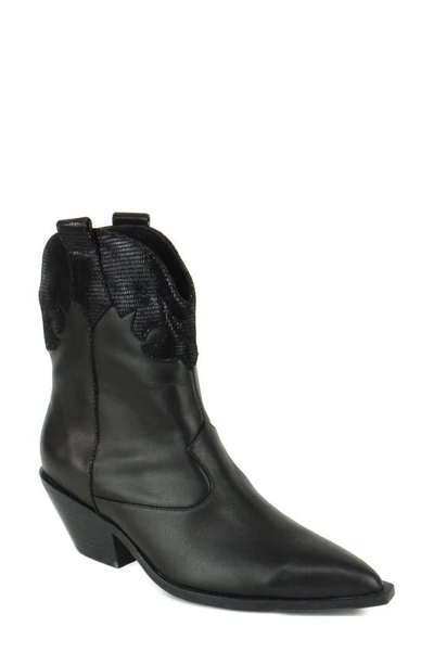 Caverley Delfi Western Boot In Black Leather