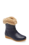 Joules Chilton Waterproof Bootie With Faux Fur Collar In Frnavy