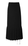 Marina Moscone Women's Pleated Wool-crepe Pencil Skirt In Black,navy