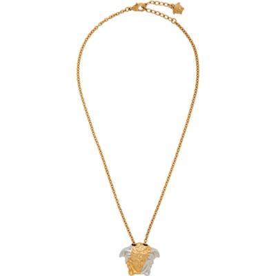 Versace Gold & Silver Palazzo Dia Necklace In Kvop Gldsil