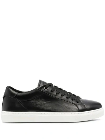 Emporio Armani Low-top Leather Sneakers In Black