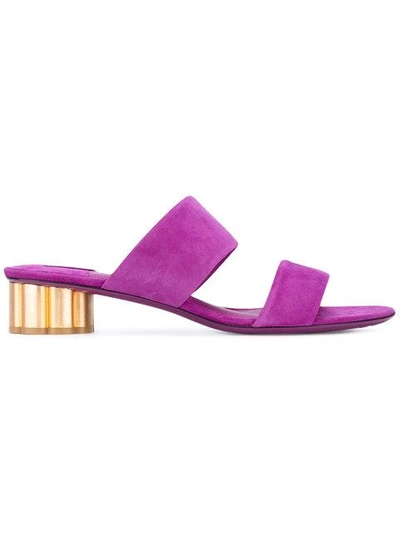 Ferragamo Flower Heel Sandal In Purple