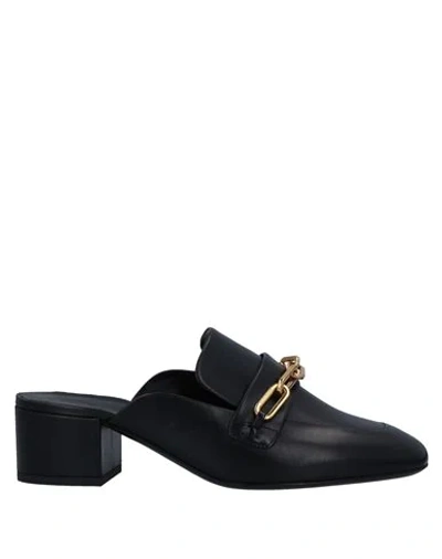 Burberry Embellished Leather Mules In Black