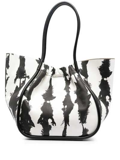 Proenza Schouler Extra Large Ruched Tie-dye Tote Bag In Optic White Black