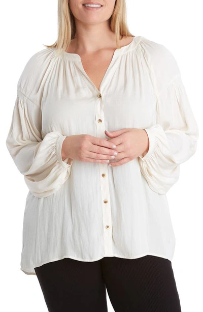 Adyson Parker Oversize Button-up Blouse In Coconut Sugar