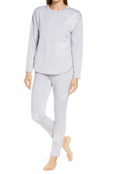 Emerson Road Star Brushed Pajamas In Heather Gray