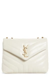 Saint Laurent Medium Loulou Puffer Quilted Leather Crossbody Bag In 9207 Crema Soft