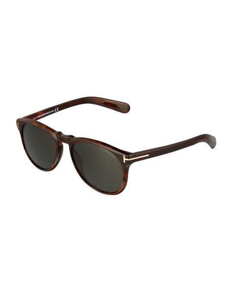 Tom Ford Flynn Vintage Round Havana Sunglasses, Brown/gray, Pgry/gry ...