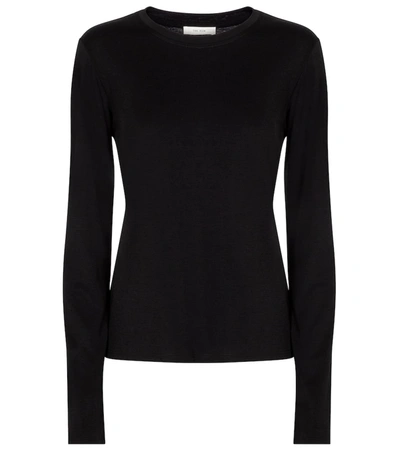 The Row Gather Detail Crewneck Cotton Top In Black