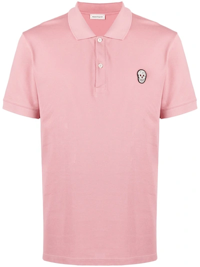 Alexander Mcqueen Skull Patch Polo T-shirt In Pink