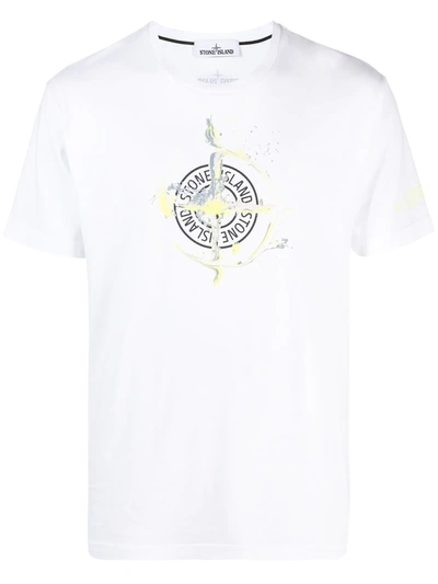 Stone Island Logo-print Short-sleeved T-shirt In White