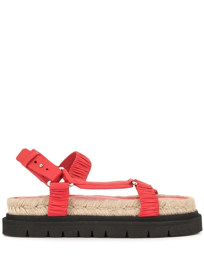 3.1 Phillip Lim / フィリップ リム Noa Gathered Leather Platform Sandals In Red
