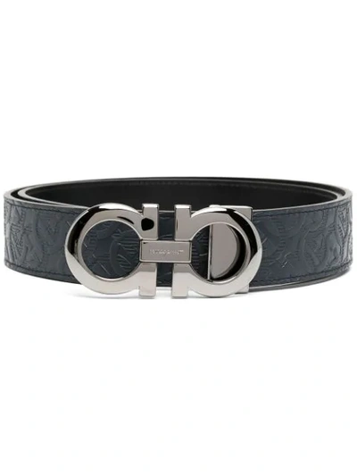 Ferragamo Gancini Buckle Belt In Blue