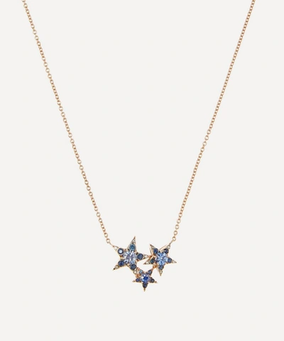 Selim Mouzannar Rose Gold Istanbul Blue Sapphire And Diamond Star Cluster Pendant Necklace