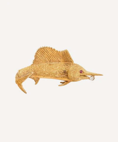 Kojis 14ct Gold Ruby And Diamond Marlin Fish Brooch